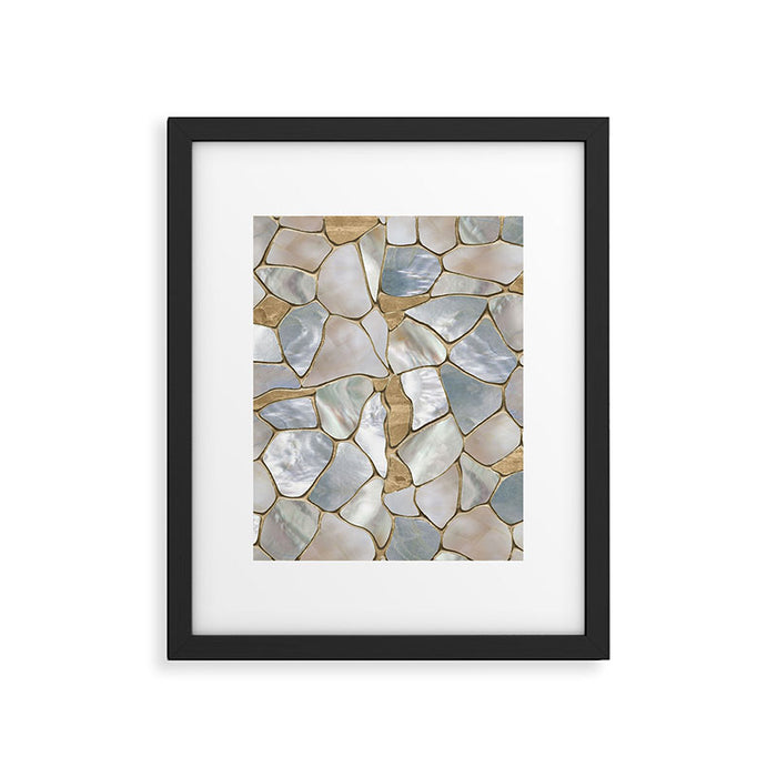 Mother of pearl and Gold cells abstract Framed Art Print Gallery Image 1