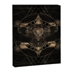 Owl in Sacred Geometry Composition - Black and Gold Canvas Print Gallery Image 8