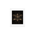 Owl in Sacred Geometry Composition - Black and Gold Art Print Gallery Image 1