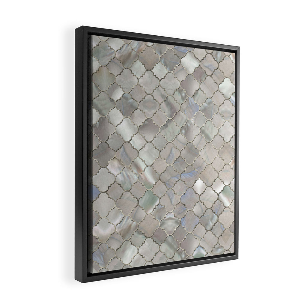 Quatrefoil Moroccan Pattern Mother of Pearl Framed Canvas Print Gallery Image 2