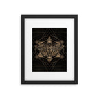 Regal moth in Sacred Geometry - Black and Gold Framed Art Print Gallery Image 6