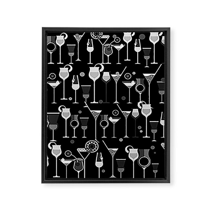 Retro Vintage Cocktail Pattern 3 Framed Canvas Print Gallery Image 1