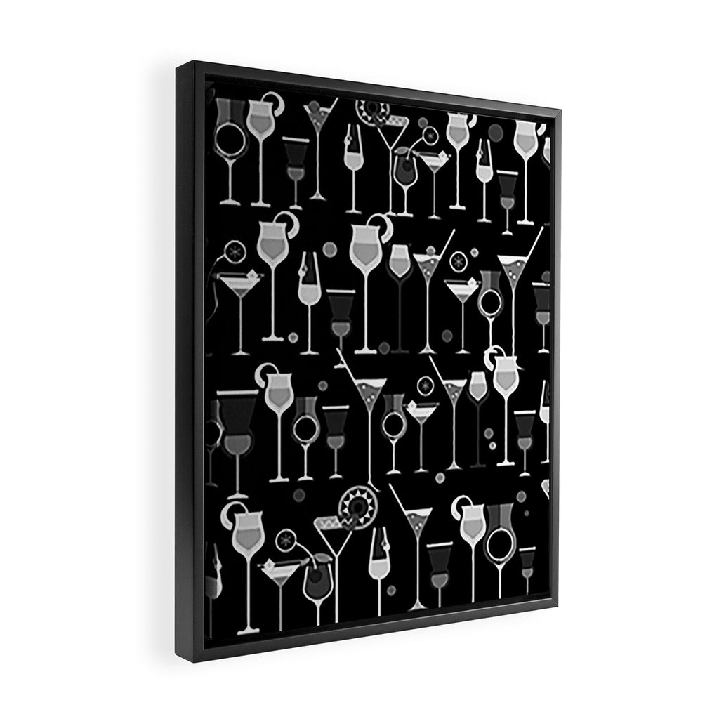 Retro Vintage Cocktail Pattern 3 Framed Canvas Print Gallery Image 2
