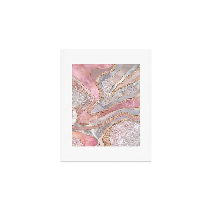 Rose Marble, Pearl and crystals geode Digital art Art Print Gallery Image 1