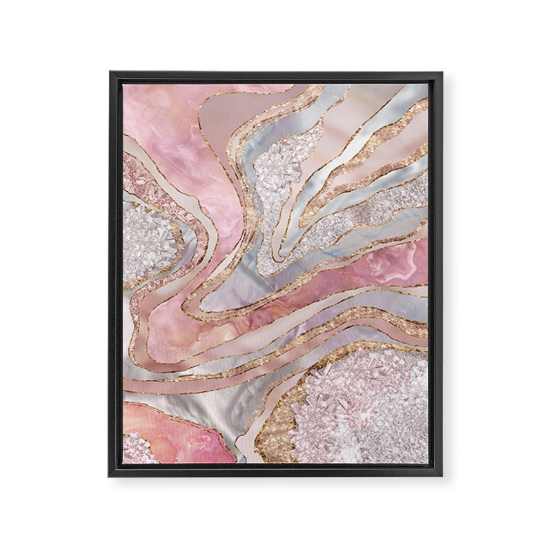 Rose Marble, Pearl and crystals geode Digital art Framed Canvas Print Gallery Image 8