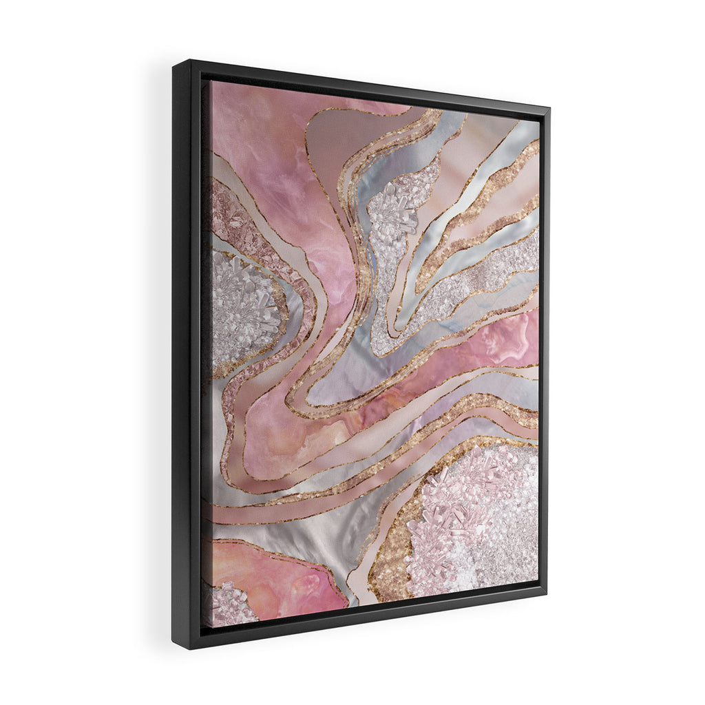 Rose Marble, Pearl and crystals geode Digital art Framed Canvas Print Gallery Image 2