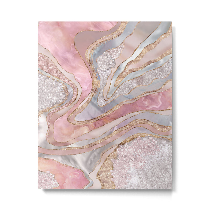 Rose Marble, Pearl and crystals geode Digital art Metal Print Gallery Image 1