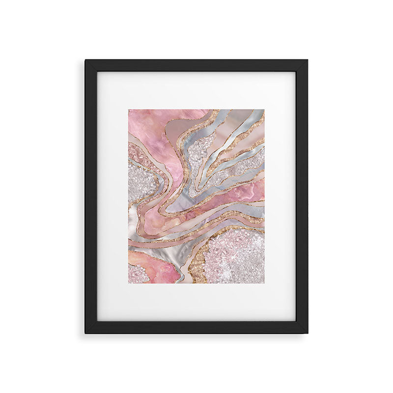 Rose Marble, Pearl and crystals geode Digital art Framed Art Print Gallery Image 6