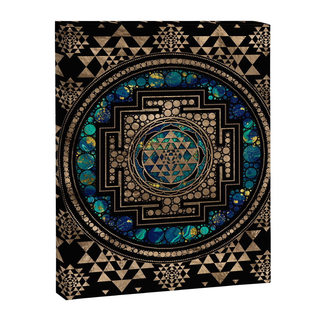 Sri Yantra  / Sri Chakra Marble and Gold Canvas Print Gallery Image 8