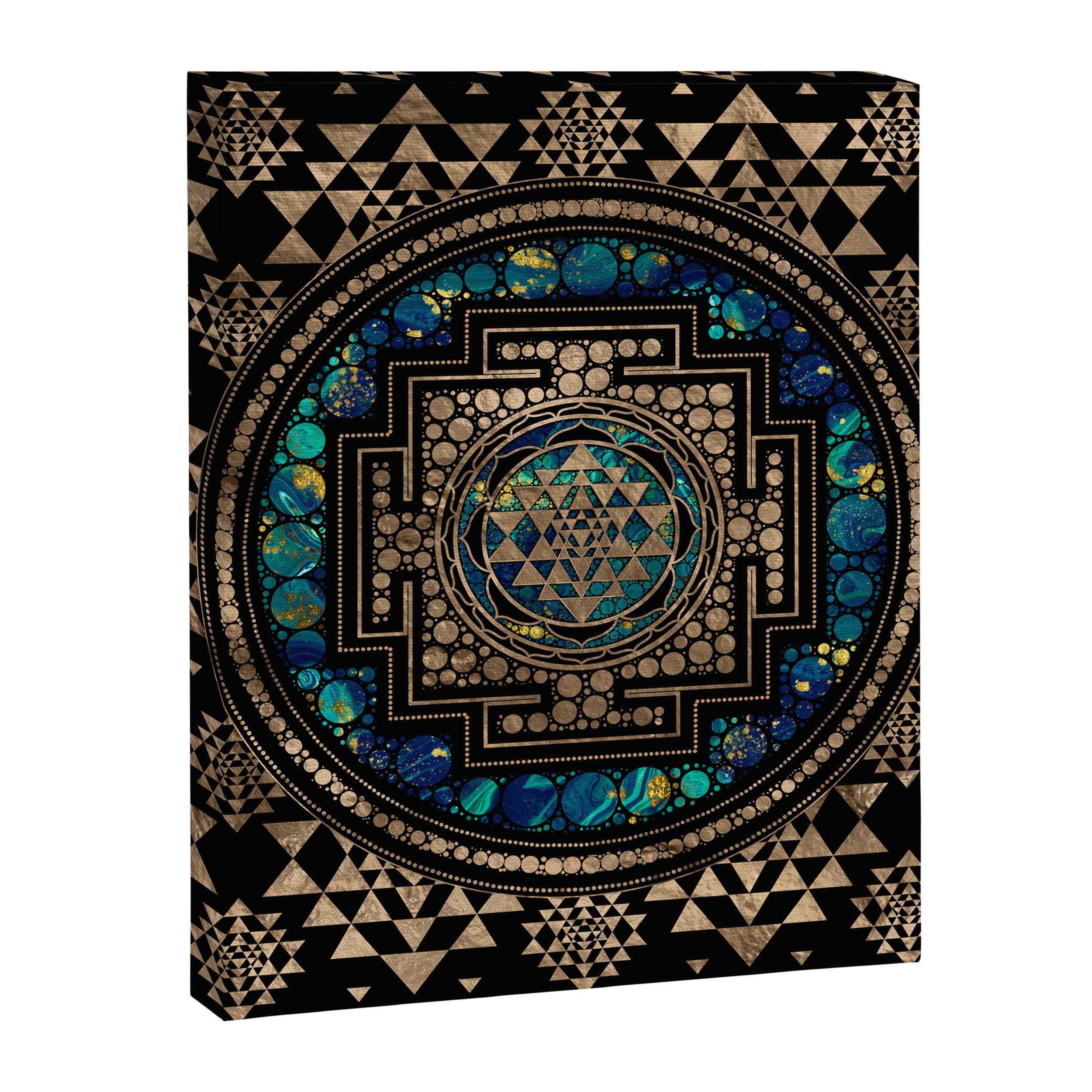 Sri Yantra  / Sri Chakra Marble and Gold Canvas Print Gallery Image 8