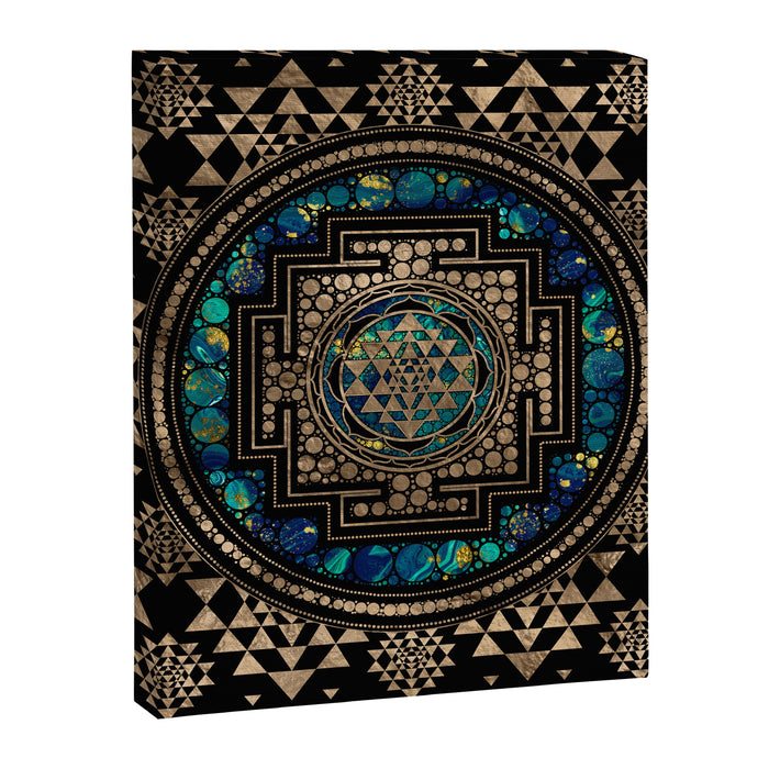 Sri Yantra  / Sri Chakra Marble and Gold Canvas Print Gallery Image 1