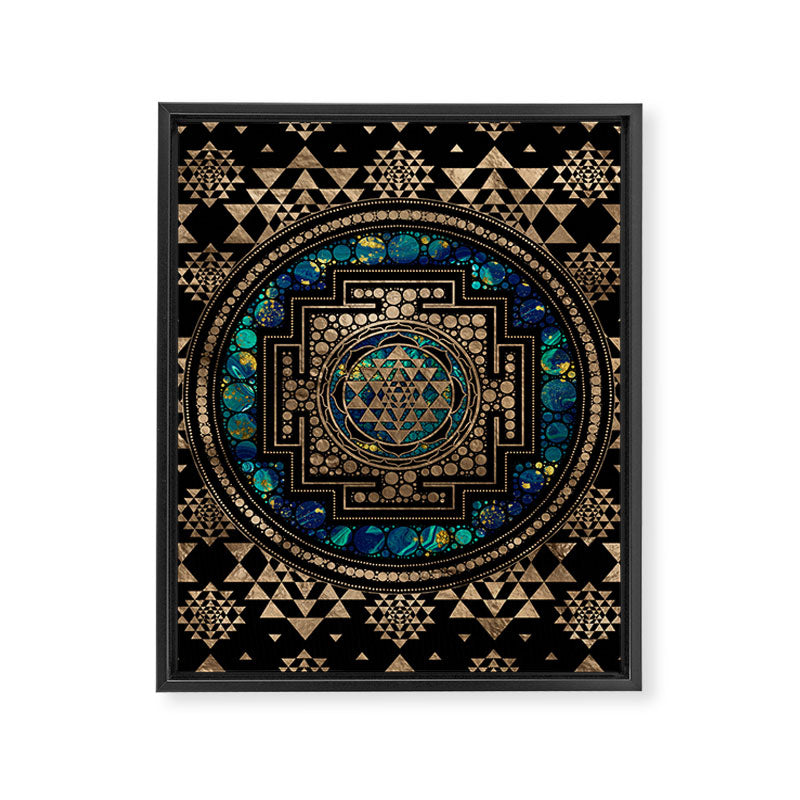 Sri Yantra  / Sri Chakra Marble and Gold Framed Canvas Print Gallery Image 8