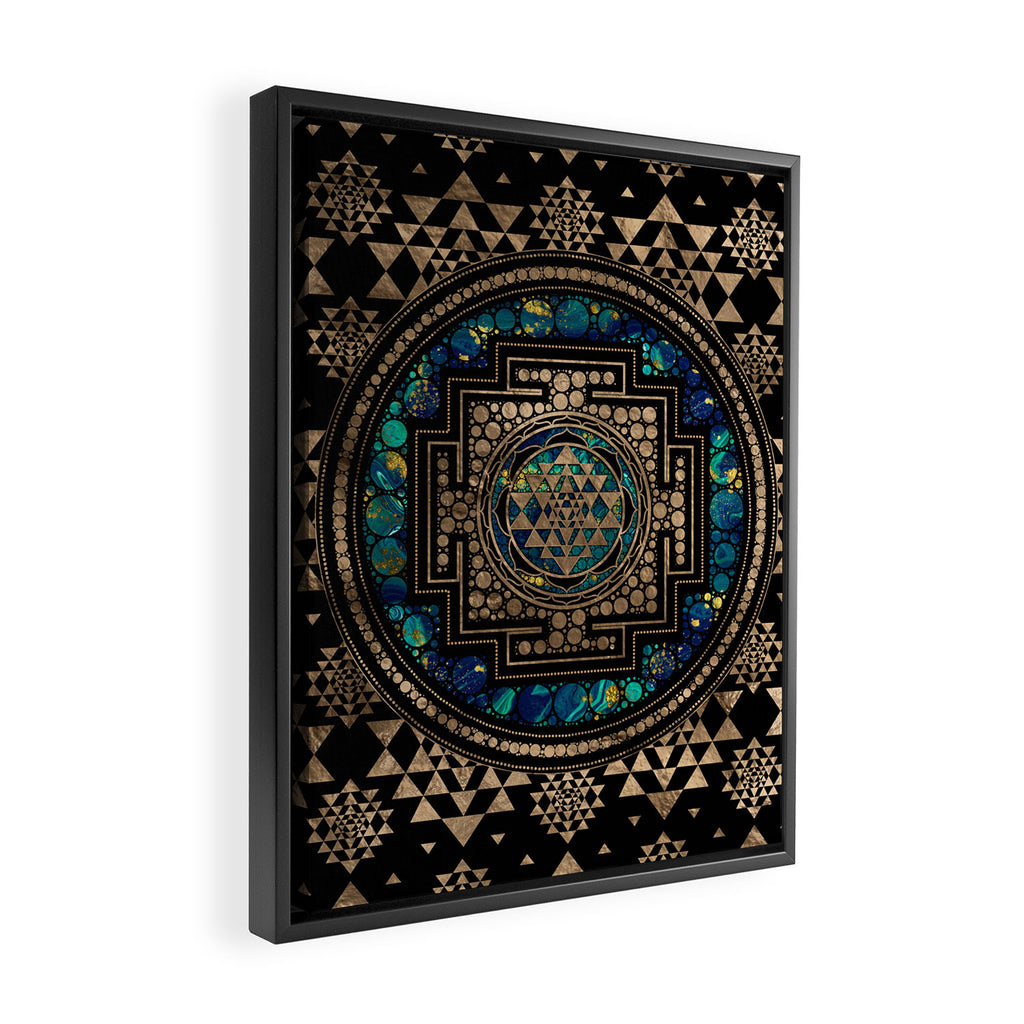 Sri Yantra  / Sri Chakra Marble and Gold Framed Canvas Print Gallery Image 2