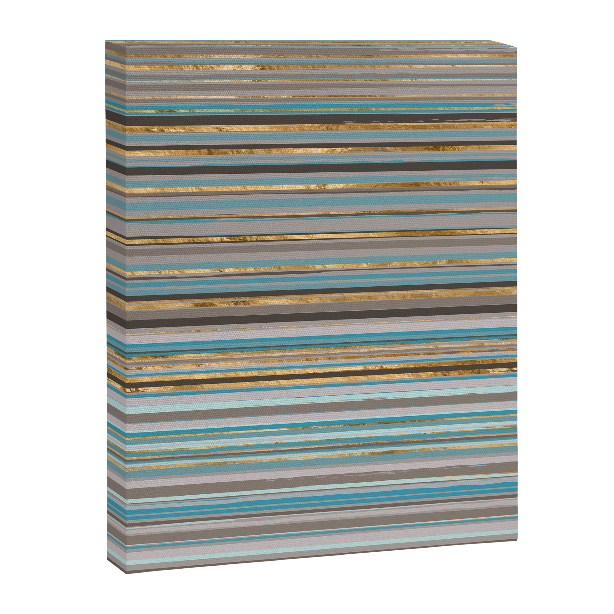 Taupe, gold and teal stripes Canvas Print Gallery Image 8