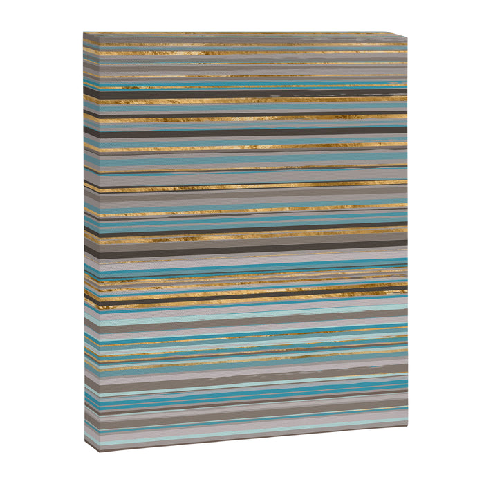 Taupe, gold and teal stripes Canvas Print Gallery Image 1