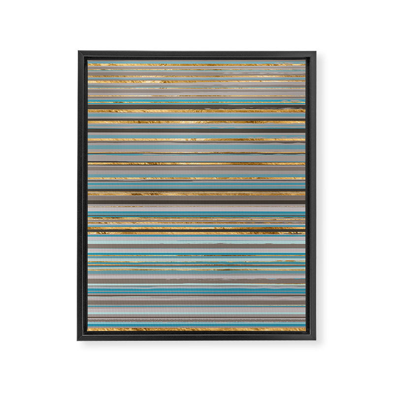 Taupe, gold and teal stripes Framed Canvas Print Gallery Image 8