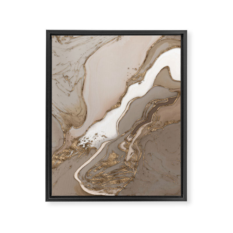 Taupe marble and gold abstract Framed Canvas Print Gallery Image 8