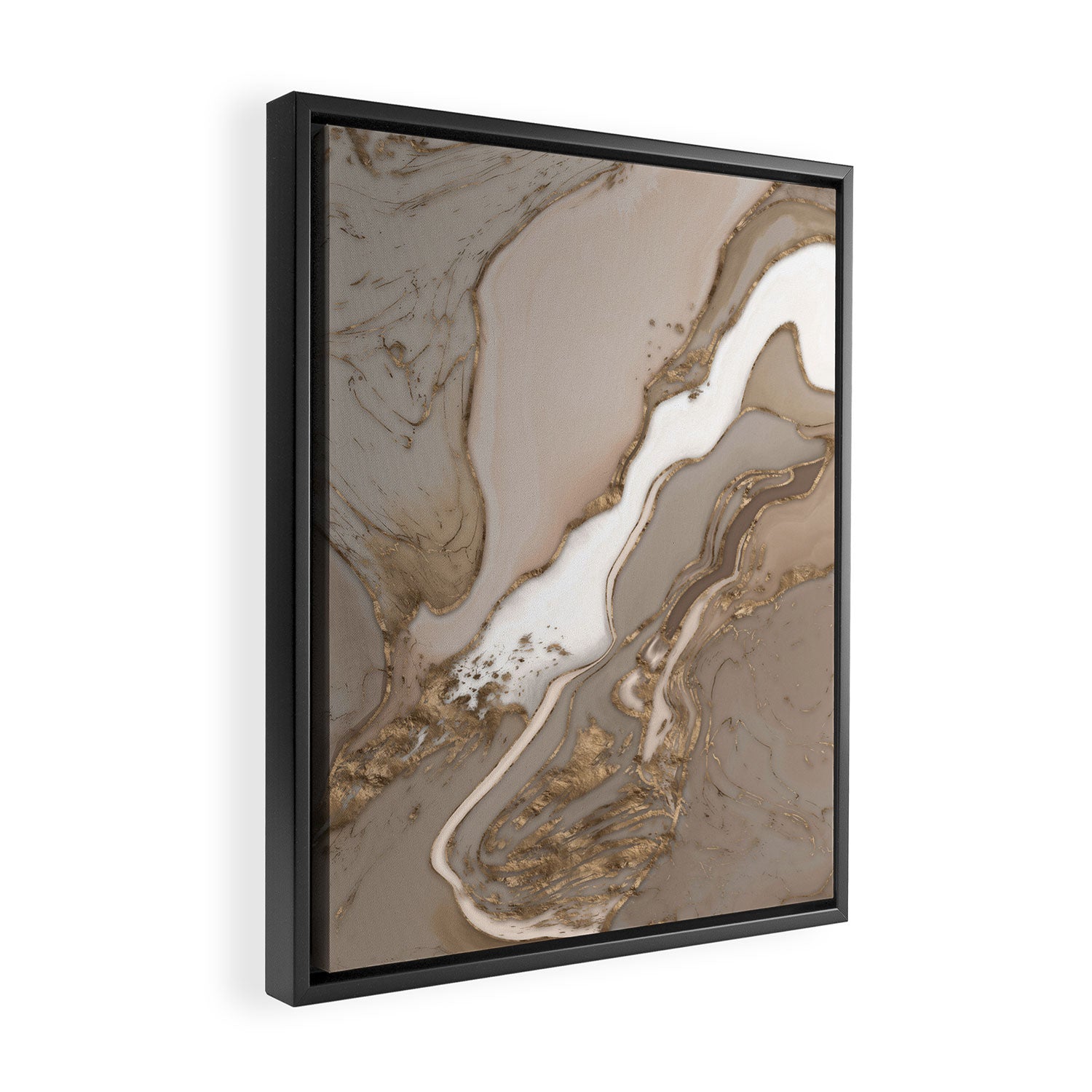 Taupe marble and gold abstract Framed Canvas Print Gallery Image 2