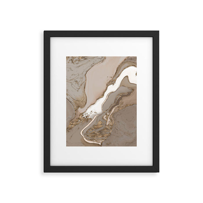 Taupe marble and gold abstract Framed Art Print Gallery Image 1