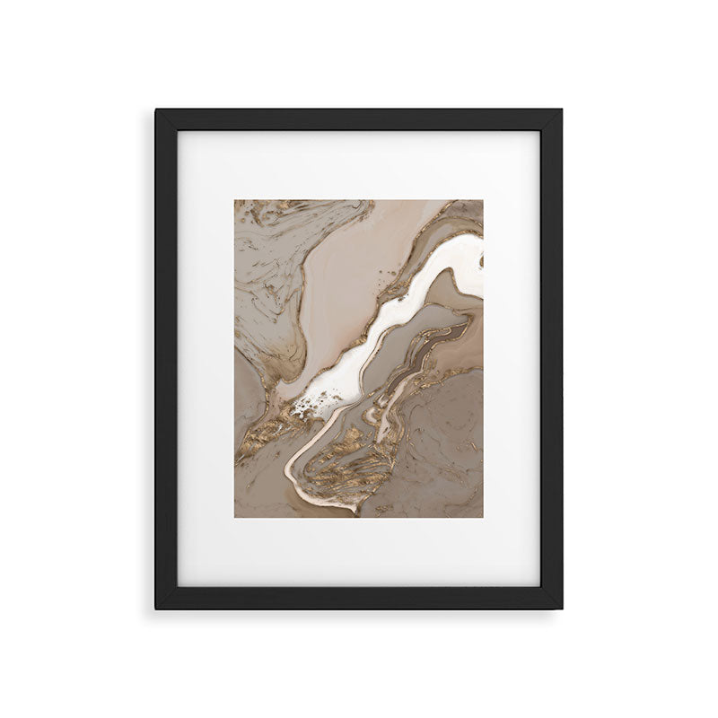 Taupe marble and gold abstract Framed Art Print Gallery Image 6