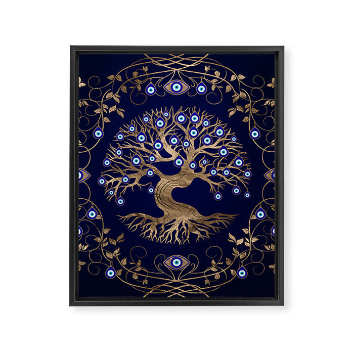 Tree of Life Evil Eye Ornament Framed Canvas Print Gallery Image 1