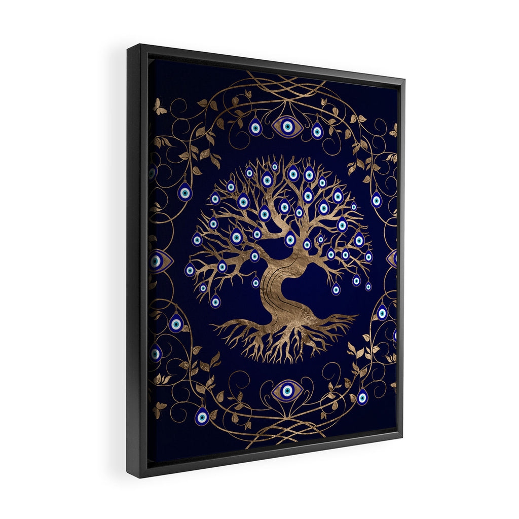 Tree of Life Evil Eye Ornament Framed Canvas Print Gallery Image 2