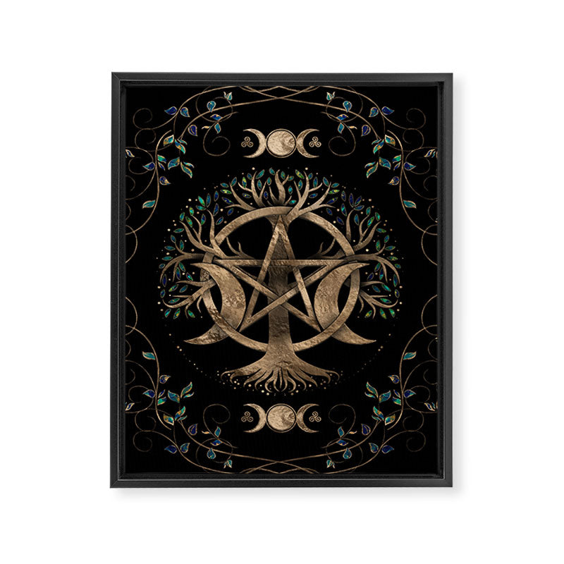 Tree of Life Pentagram Moon Ornament Framed Canvas Print Gallery Image 8