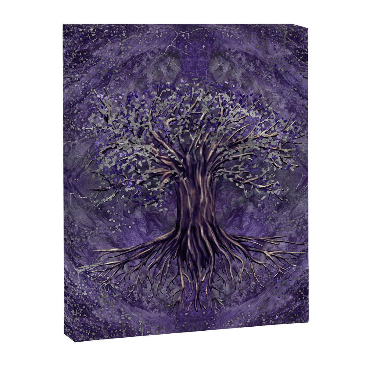Tree of life -Yggdrasil Amethyst and silver Canvas Print Gallery Image 8