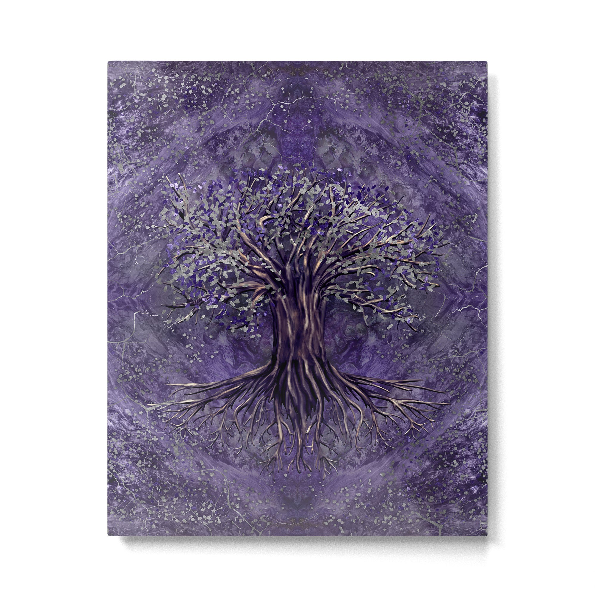 Tree of life -Yggdrasil Amethyst and silver Metal Print Gallery Image 6