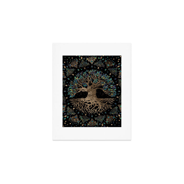 Tree of life -Yggdrasil Golden and Marble ornament Art Print Gallery Image 1