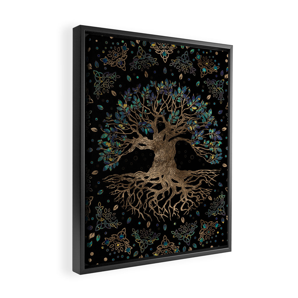 Tree of life -Yggdrasil Golden and Marble ornament Framed Canvas Print Gallery Image 2