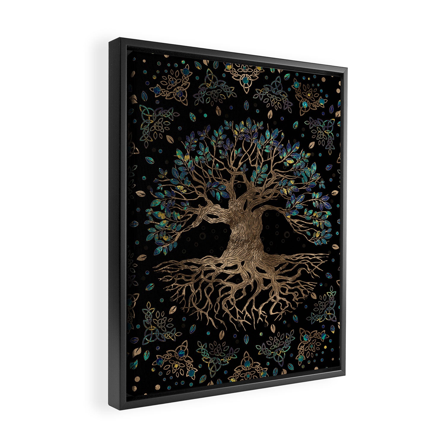 Tree of life -Yggdrasil Golden and Marble ornament Framed Canvas Print Gallery Image 2