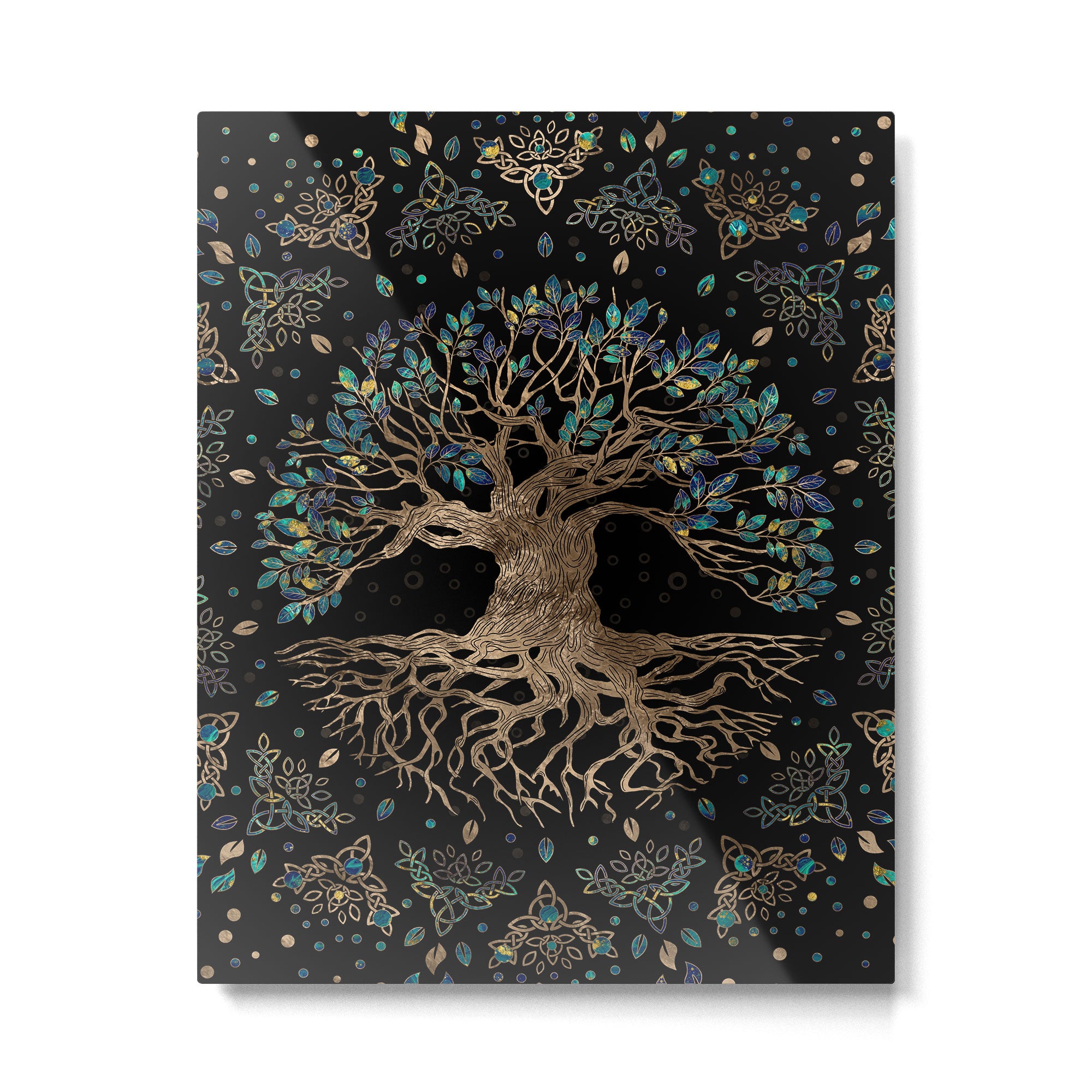 Tree of life -Yggdrasil Golden and Marble ornament Metal Print Gallery Image 6