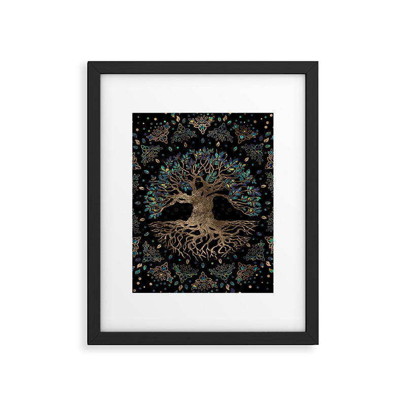 Tree of life -Yggdrasil Golden and Marble ornament Framed Art Print Gallery Image 6