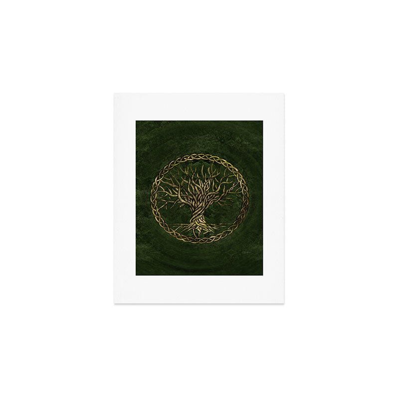 Tree of life -Yggdrasil -green and gold Art Print Gallery Image 1