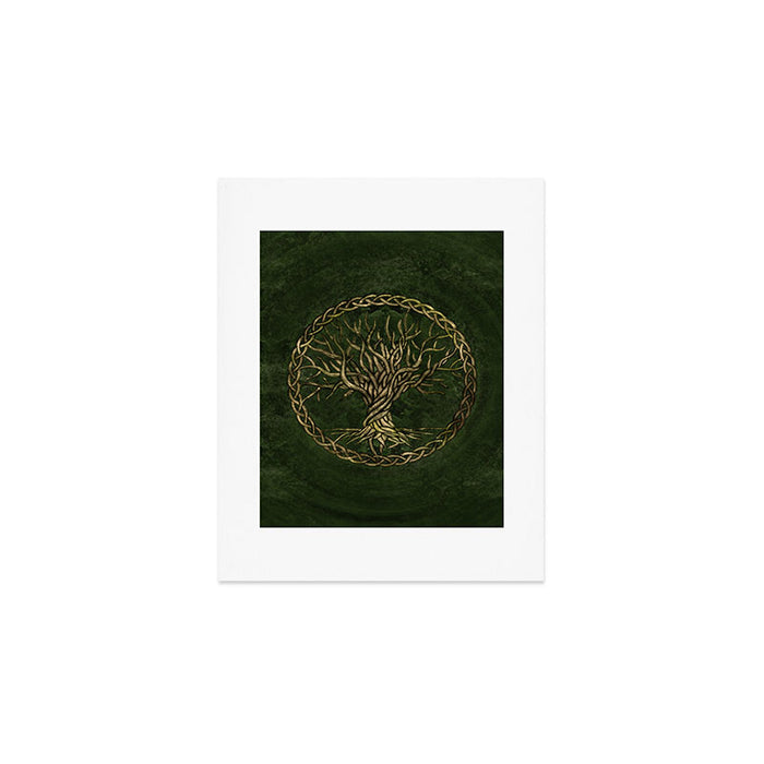 Tree of life -Yggdrasil -green and gold Art Print Gallery Image 1