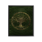 Tree of life -Yggdrasil -green and gold Framed Canvas Print Gallery Image 8