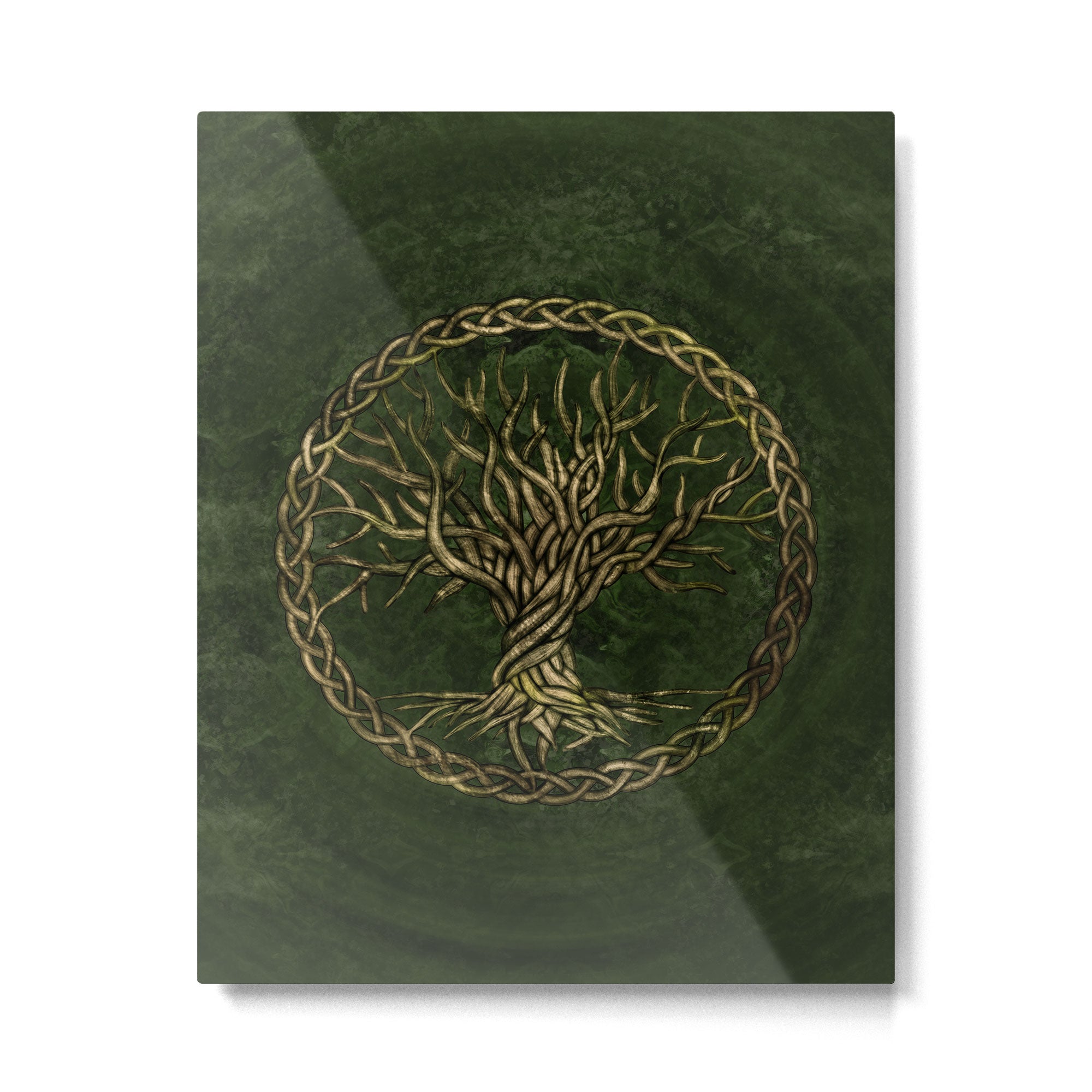 Tree of life -Yggdrasil -green and gold Metal Print Gallery Image 6