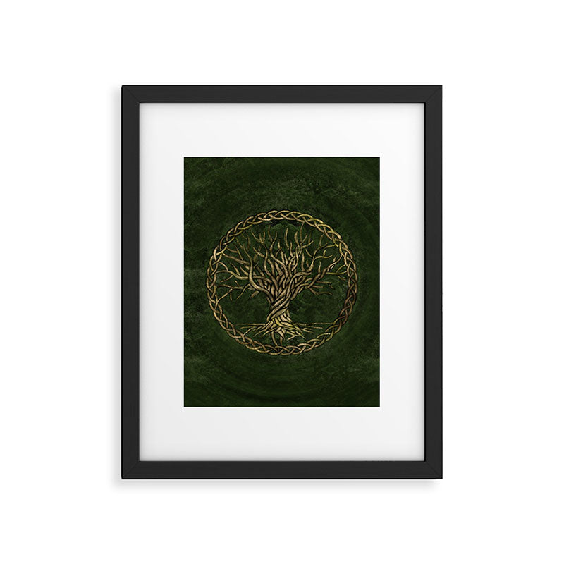 Tree of life -Yggdrasil -green and gold Framed Art Print Gallery Image 6
