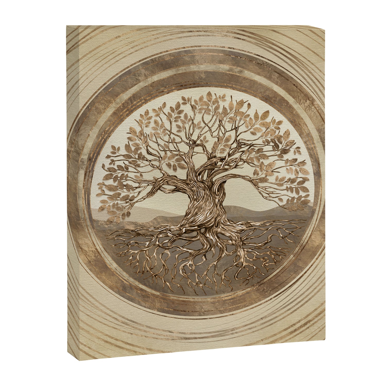 Tree of life -Yggdrasil Pastel Gold Canvas Print Gallery Image 3