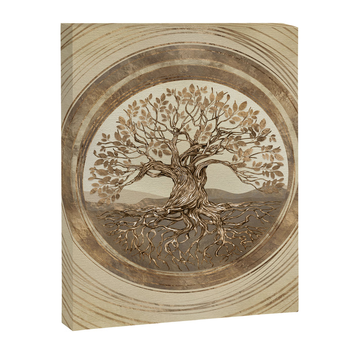 Tree of life -Yggdrasil Pastel Gold Canvas Print Gallery Image 1