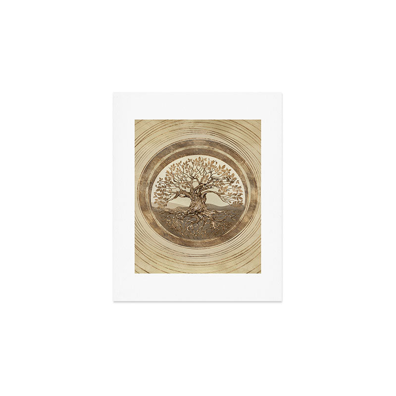 Tree of life -Yggdrasil Pastel Gold Art Print Gallery Image 1