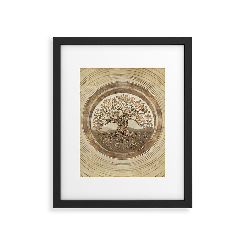 Tree of life -Yggdrasil Pastel Gold Framed Art Print Gallery Image 6
