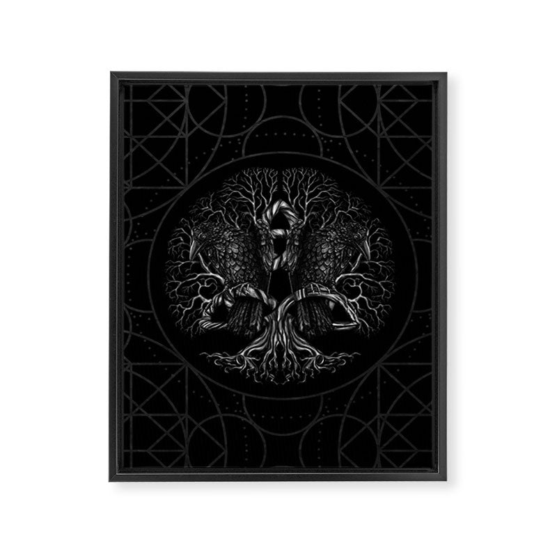 Tree of life -Yggdrasil with ravens Framed Canvas Print Gallery Image 8