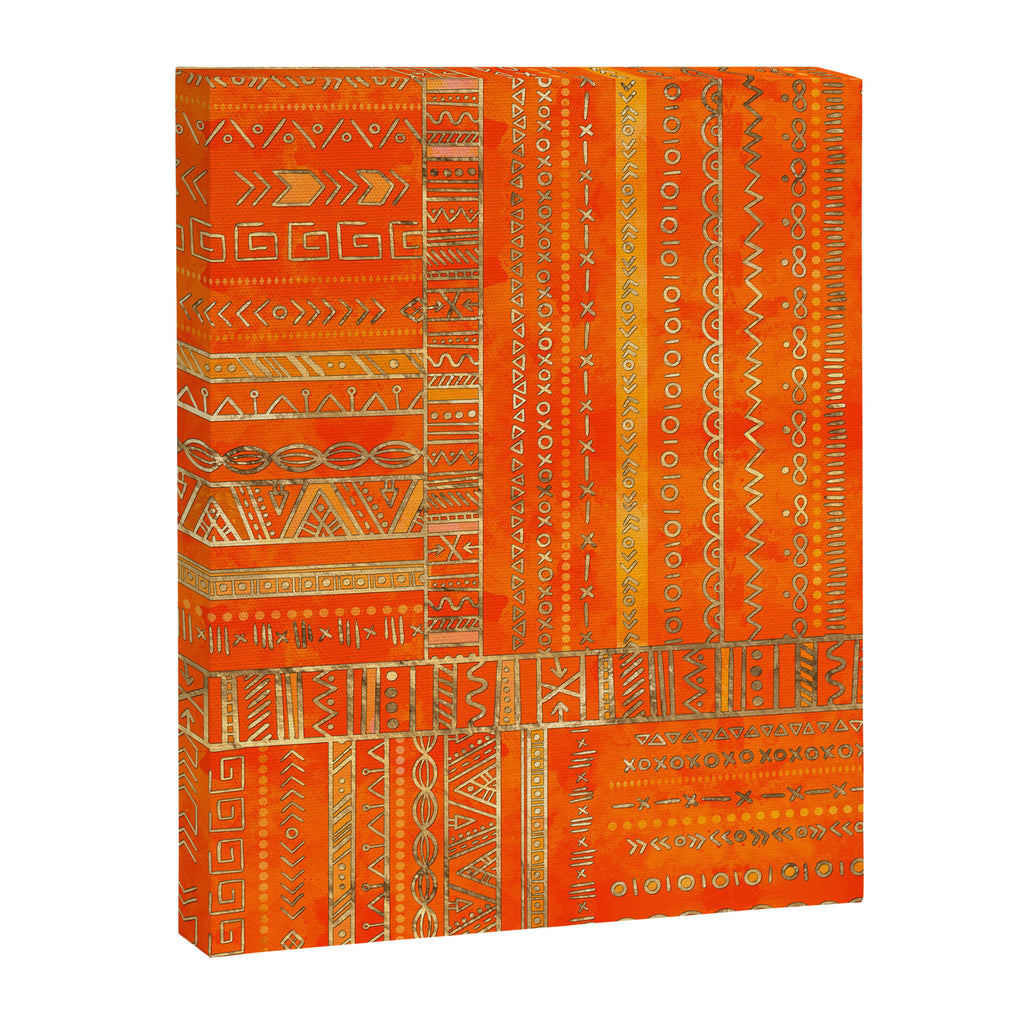 Tribal Ethnic pattern gold on bright orange Canvas Print Gallery Image 8
