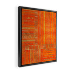 Tribal Ethnic pattern gold on bright orange Framed Canvas Print Gallery Image 2
