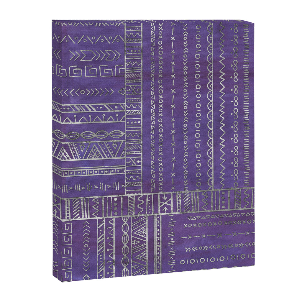 Tribal Ethnic pattern silver on  purple Canvas Print Gallery Image 8