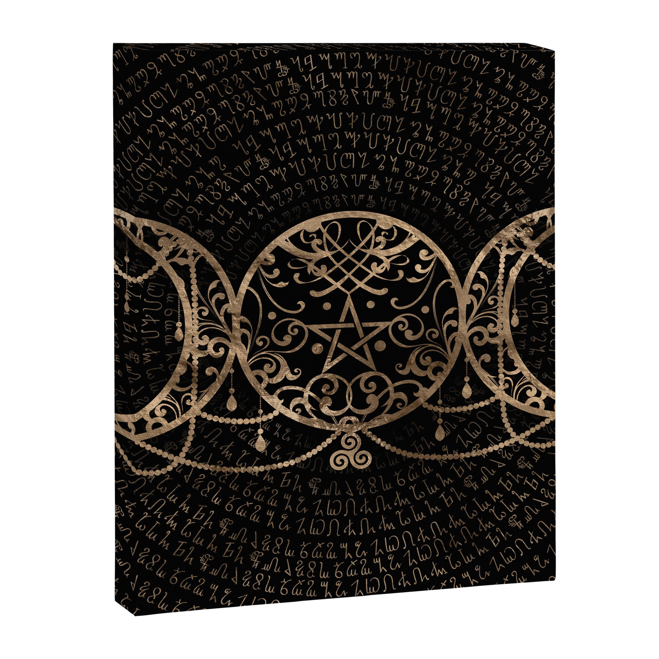 Triple Moon - Triple Goddess Gold and black Canvas Print Gallery Image 8