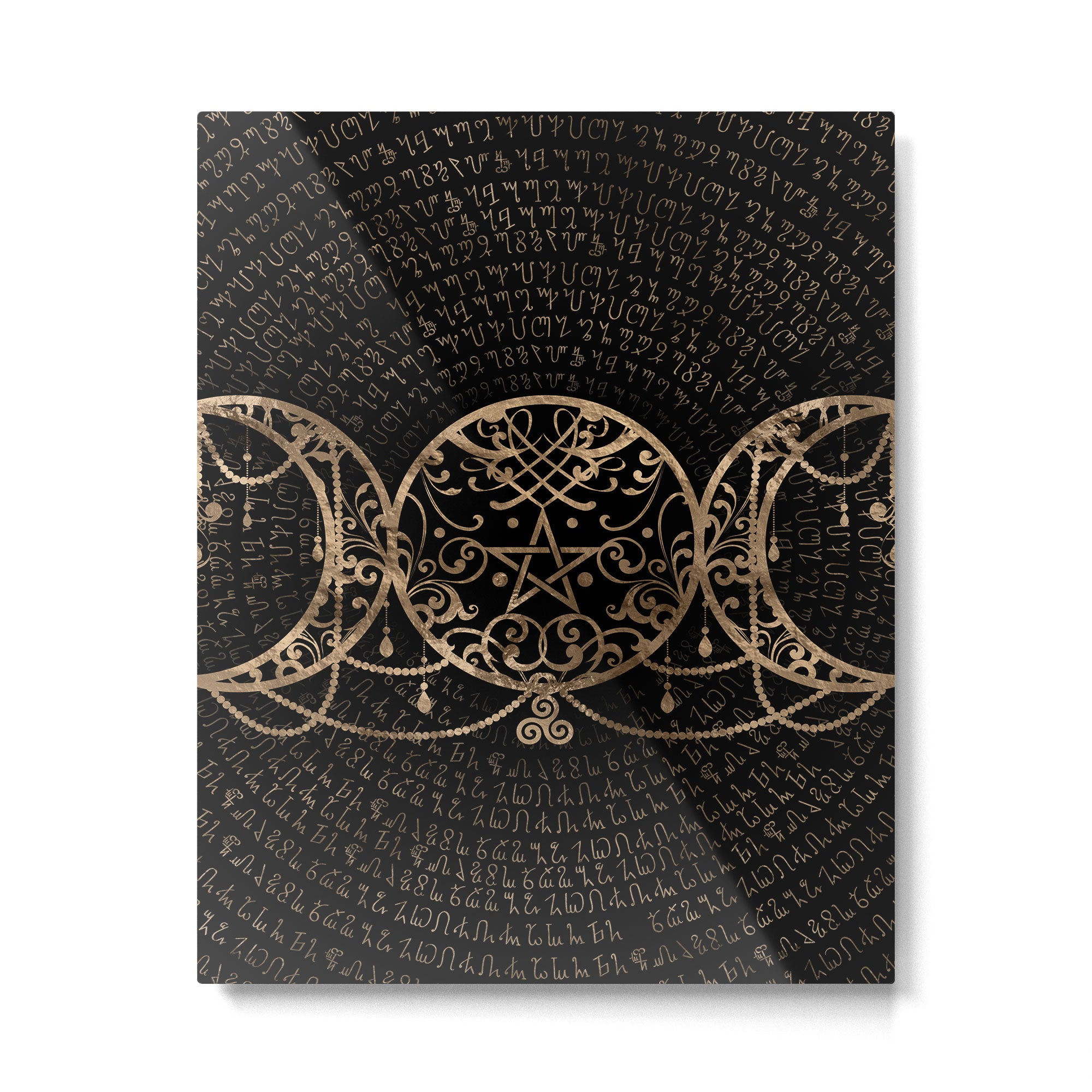Triple Moon - Triple Goddess Gold and black Metal Print Gallery Image 6