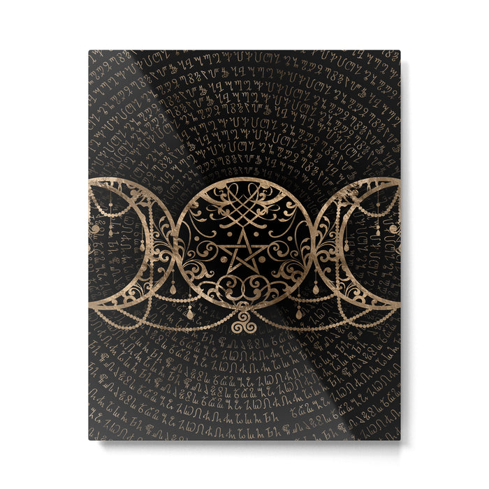 Triple Moon - Triple Goddess Gold and black Metal Print Gallery Image 1
